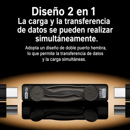 Soporte Plegable 2 en 1 USB-C para Móvil y Portátil - Carga Rapida PD 100W, Datos 10Gbps y Audio